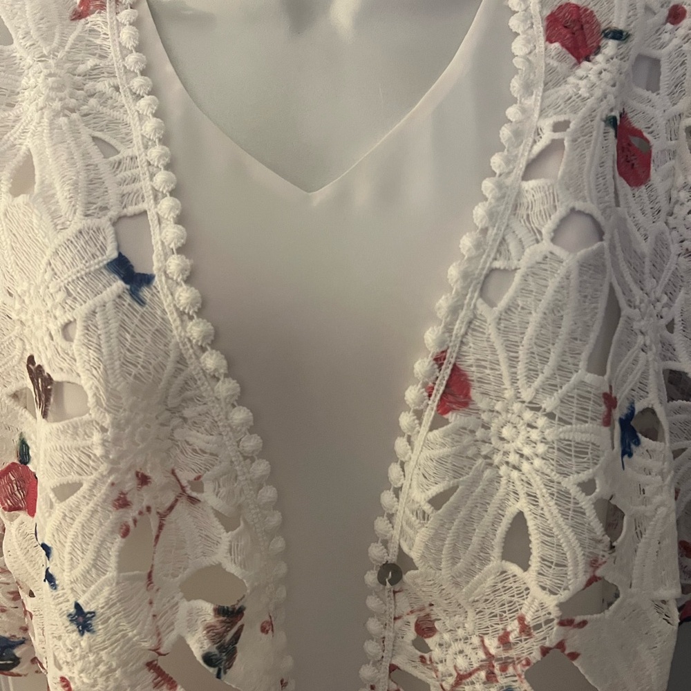 NWOT CHRISMcLAUGHLIN FLORAL LACE TOP TOPPER SZ XL - Picture 2 of 13